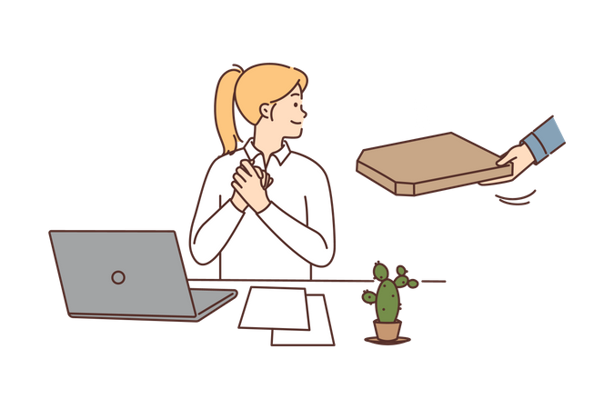 Woman getting work at office  Illustration
