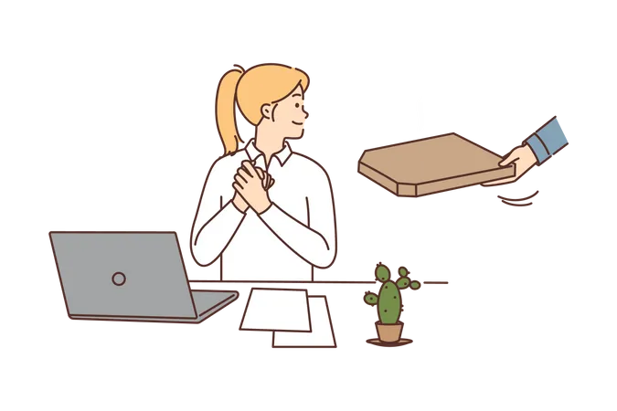 Woman getting work at office  Illustration