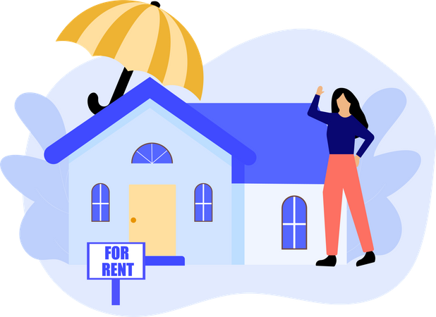 Woman give house for rent  Illustration
