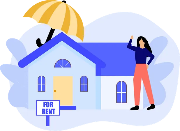 Woman give house for rent  Illustration