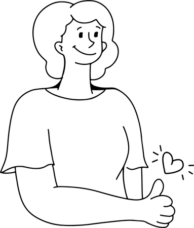 Woman Give Like With Thumbs Up  Illustration