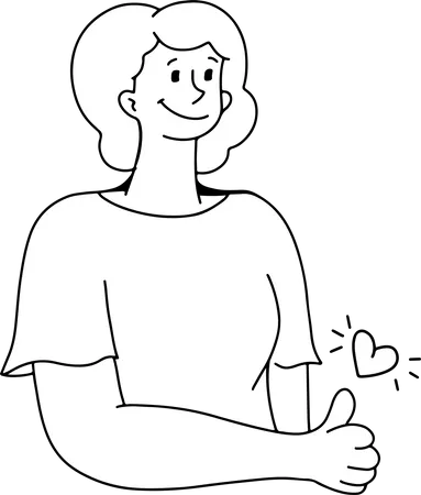 Woman Give Like With Thumbs Up  Illustration