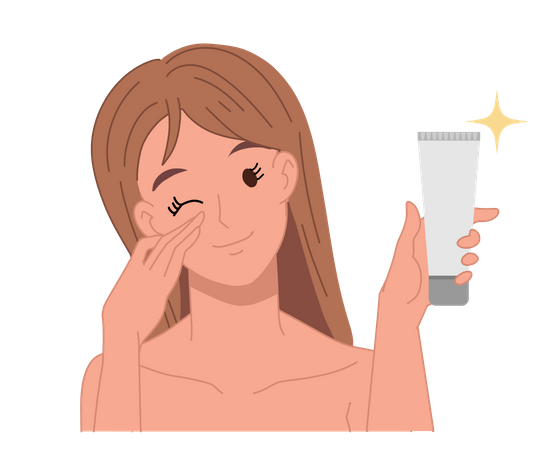 Woman give positive review to beauty product  Illustration