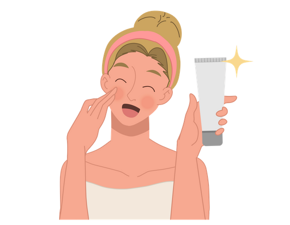 Woman give review on face scrub Illustration