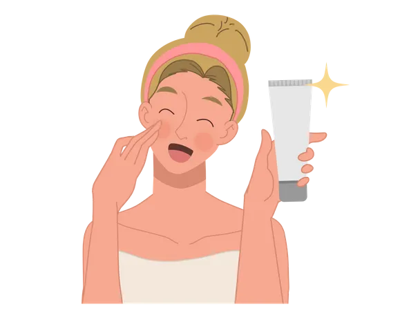 Woman give review on face scrub Illustration