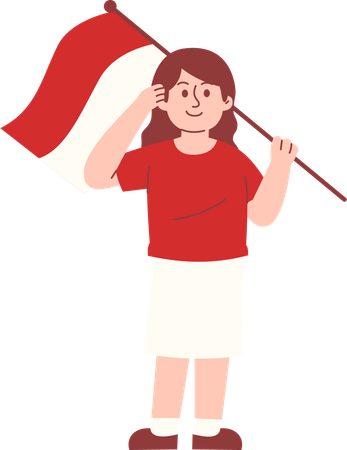 Woman give salute during Indonesia independence day  Illustration