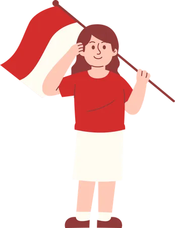 Woman give salute during Indonesia independence day  Illustration