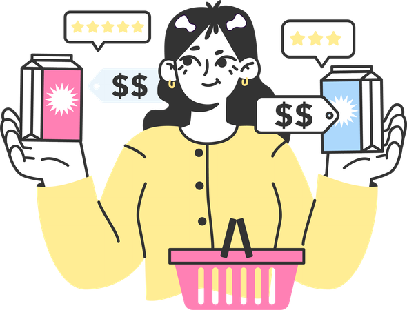 Woman gives shopping feedback  Illustration