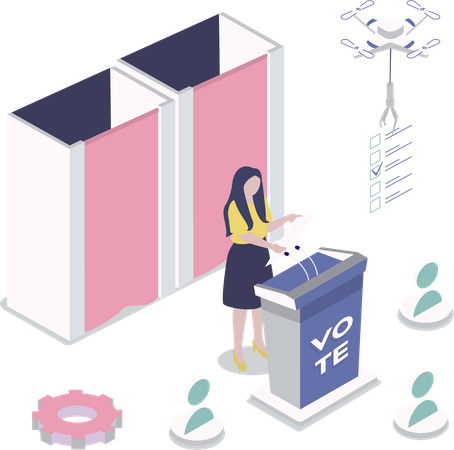 Woman gives speech on podium  Illustration