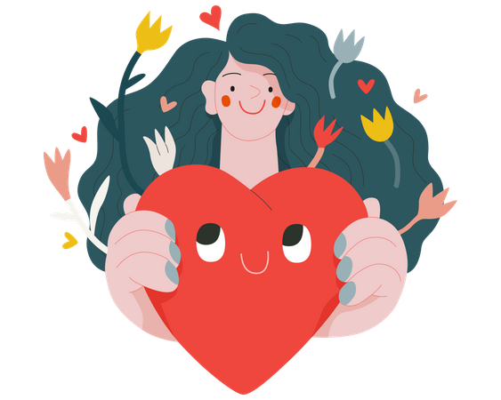 Woman giving a heart Illustration