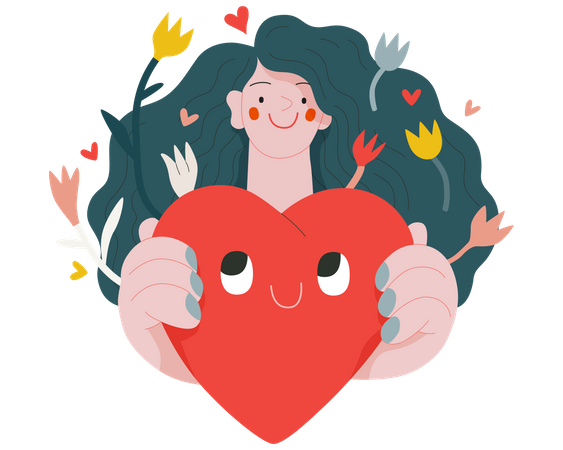 Woman giving a heart  Illustration