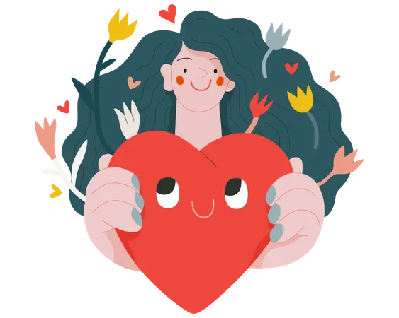 Woman giving a heart  Illustration