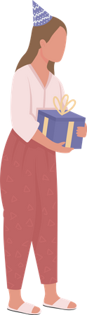 Woman giving birthday gift  Illustration