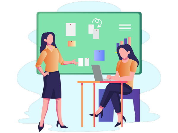 Woman giving business coaching  Illustration