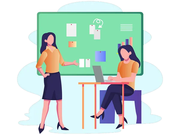 Woman giving business coaching  Illustration