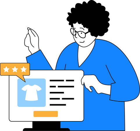 Woman giving cloth review  Illustration