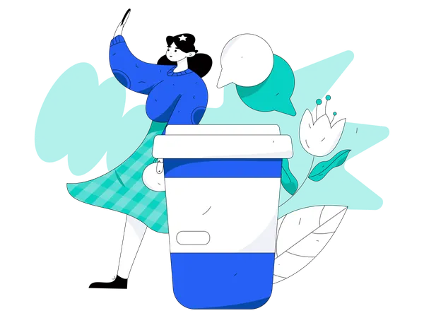 Woman giving coffee feedback  Illustration