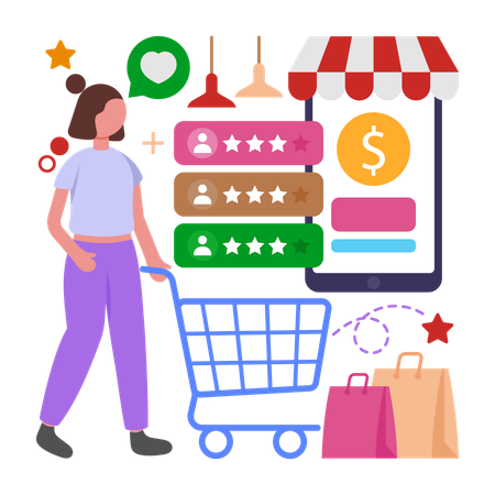 Woman giving Customer Feedback  Illustration