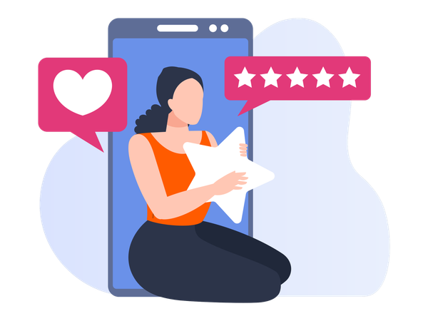 Woman giving Customer Rating  Illustration