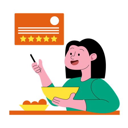 Woman giving Customer Satisfaction Rating on meals  Illustration