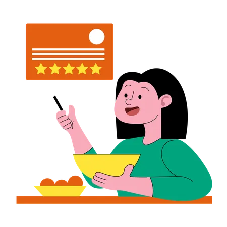 Woman giving Customer Satisfaction Rating on meals  Illustration