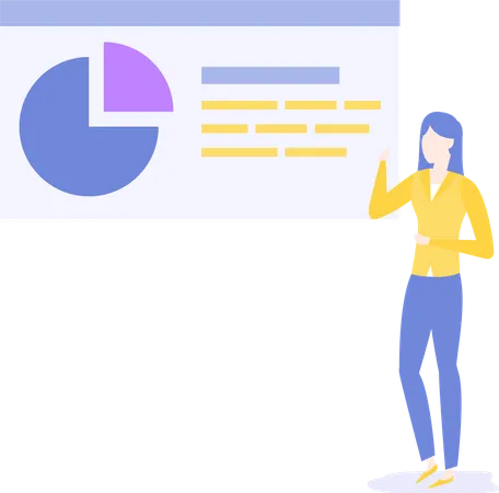 Woman giving data presentation  Illustration