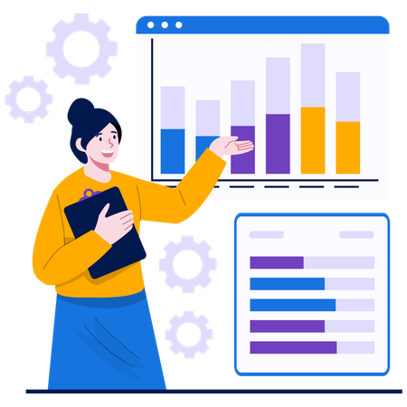 Woman giving Data Presentation  Illustration