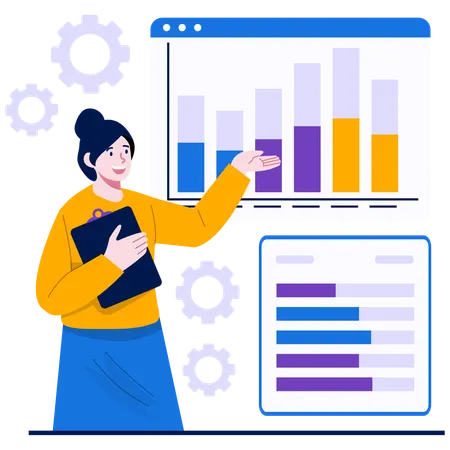 Woman giving Data Presentation  Illustration