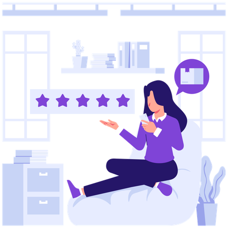 Woman giving delivery rating  Illustration