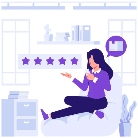 Woman giving delivery rating  Illustration