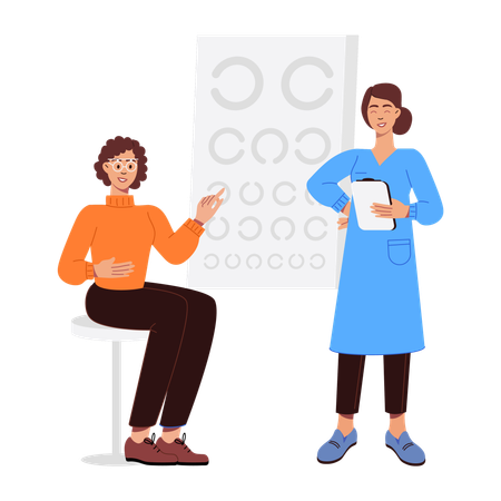 Woman giving Eye Test  Illustration