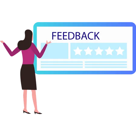 The Girl Is Looking At The Feedback Illustration