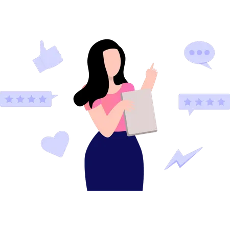 Woman giving feedback  Illustration