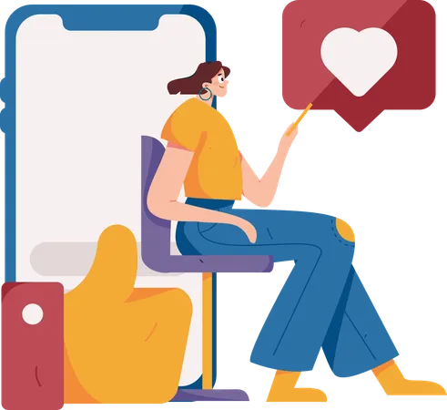 Woman giving feedback on mobile  Illustration