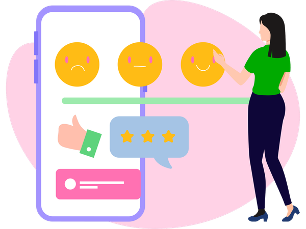 Woman giving Good and bad reviews  Illustration