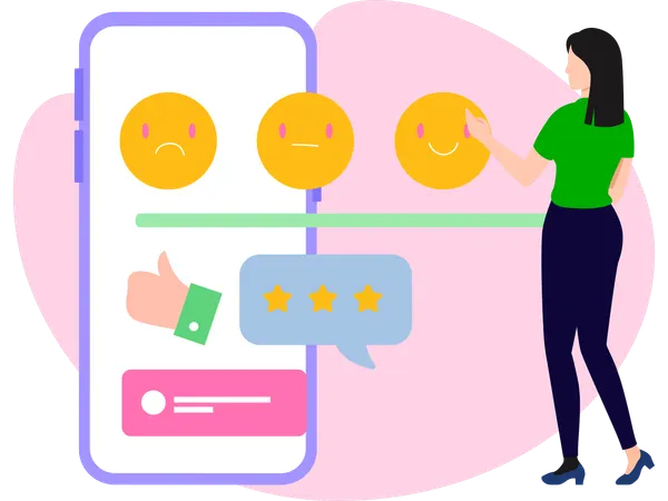 Woman giving Good and bad reviews  Illustration