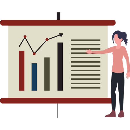 Woman giving graph presentation  Illustration