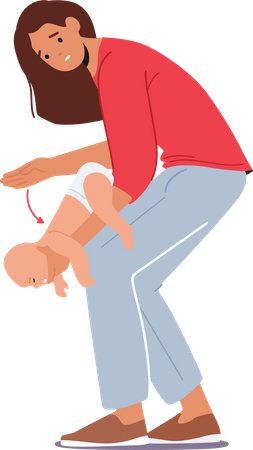 Woman giving Heimlich Maneuver to child  Illustration