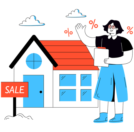 Woman giving Home for Sale  Illustration