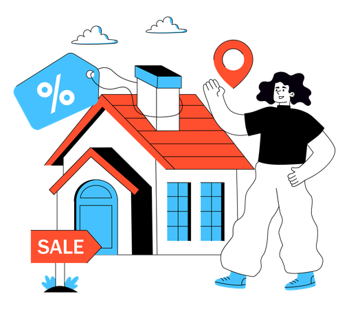 Woman giving Home for Sale  Illustration