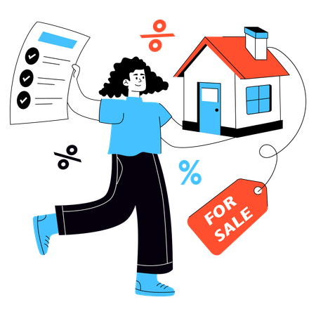 Woman giving Home for Sale  Illustration