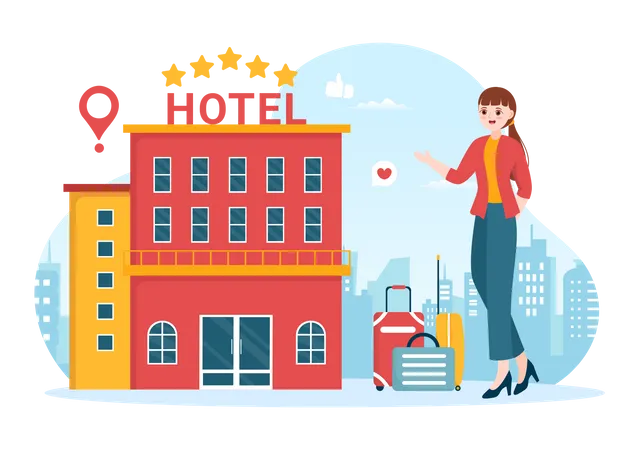 Woman giving hotel experience feedback Illustration