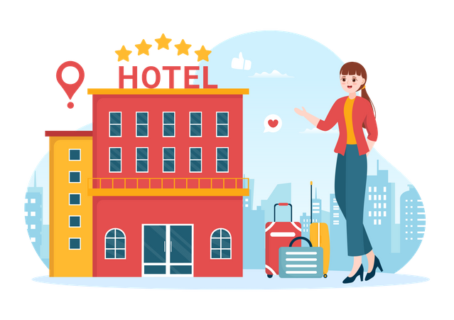 Woman giving hotel experience feedback  Illustration