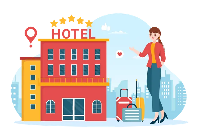 Woman giving hotel experience feedback  Illustration