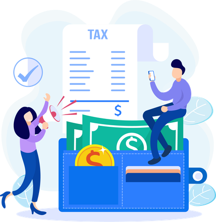 Woman giving income tax notice  Illustration