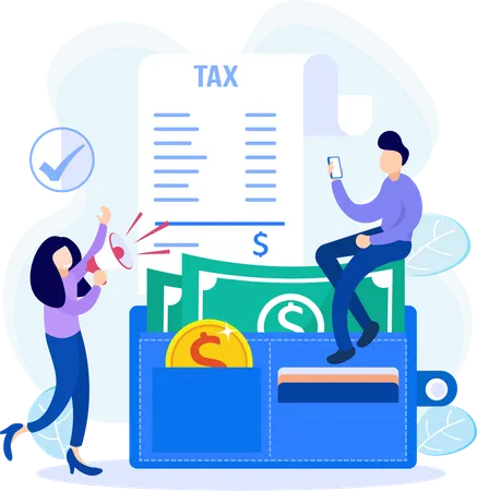 Woman giving income tax notice  Illustration