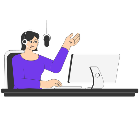 Woman Giving Instructions Before Starting the Podcast  Illustration