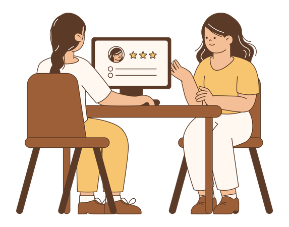 Woman giving job interview  Illustration