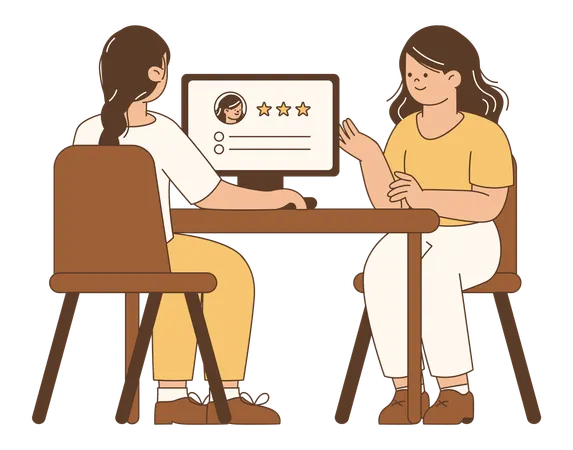 Woman giving job interview  Illustration