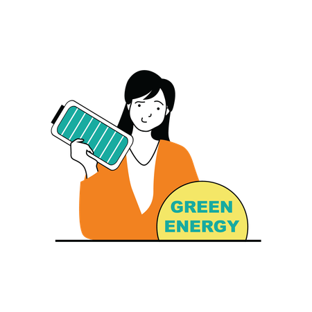 Woman giving knowledge about green energy  일러스트레이션